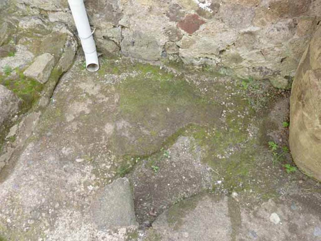 V.10, Herculaneum, May 2010. Floor on east side of shop.